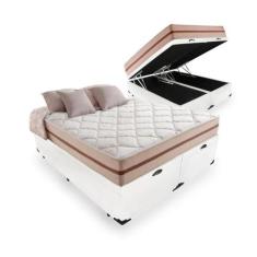 Cama Box Baú King Branco com Colchão Pillow Angel Molas Ensacadas - El