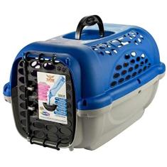 Caixa De Transporte Grande Panther Para Caes e Gatos Plast Pet N4 Cor:Azul