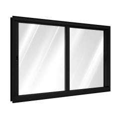 Janela de Aluminio Correr Lateral 2 Folhas Móveis 100x120cm Lucasa Preto