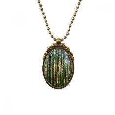 DIYthinker Colar vintage com pingente de contas vintage e cenário da natureza da floresta, verde