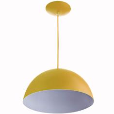 Lustre Pendente Meia Lua 40cm De Alumínio Amarelo