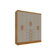 Guarda Roupa 6 Portas Arizona c/ e 4 Gavetas Cinamomo/Off White - Tcil Móveis