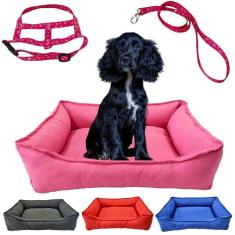 Cama Pet Retangular M Tactel Com Zíper + Coleira Peitoral