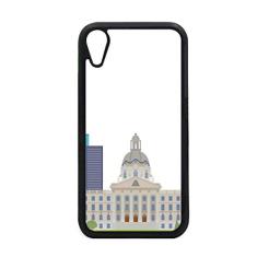 Capa para iPhone XR com desenho de prédios de cidade e marco do Canadá para proteção de telefone Apple