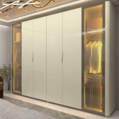 Guarda-roupa Casal 6 Portas com 2 Portas Reflecta com Pés com Led Innova Off White