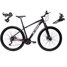 Bicicleta Aro 29 Ksw Xlt Alumínio 24v Câmbios Shimano Garfo Suspensão - Preto/vermelho/branco Tam.17