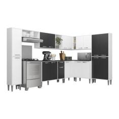 Armário de Cozinha Completa 9 peças Xangai Rock Multimóveis, Branco/Pr