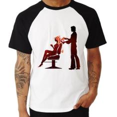 Camiseta Raglan Cabeleireiro - Foca na Moda, Branco, Preto, GGG