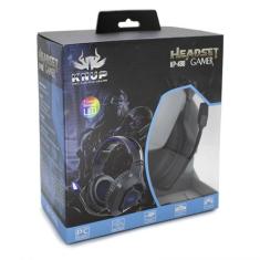 Headset gamer Knup KP-488 preto e azul - Lehmox