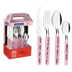 Faqueiro Tramontina My Lovely Kitchen 16 Peças Rosa Em Aço Inox