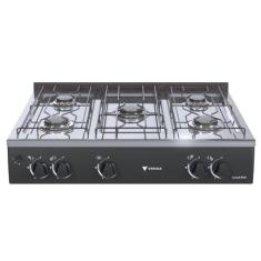 Fogao de Mesa 5 Bocas Venax Grand Petit Vetro Preto Gas Glp