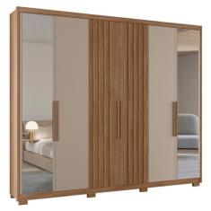 Guarda Roupa Casal Araguaia Ripado 6 Portas com Espelho - Moval