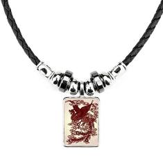 DIYthinker Colar chinês de pássaro de fênix com pingente de corda de couro
