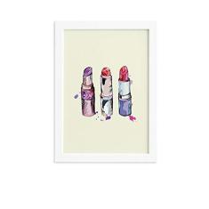Quadro Maquiagem Batons Trio Moldura Branca 22x32cm