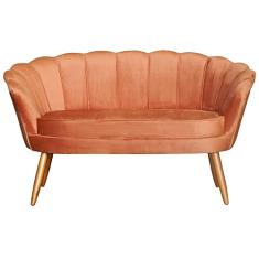 Namoradeira Estofada 2 Lugares Para Sala Comercial Pétala Veludo Terracota - LM DECOR