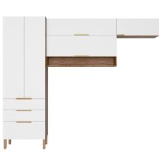 Cozinha Compacta Bartira Topázio UP com 5 Portas, 3 Gavetas e 4 Prateleiras - 262,5cm de largura