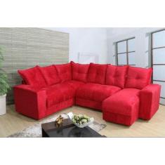 Sofá de Canto com Espreguiçadeira Vermelho Liso
