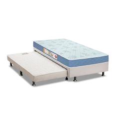 Cama Box c/Auxiliar Solteiro: Colchão Espuma Castor D45 Sleep Max + Base CRC Courano White(88x188)