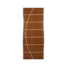 Kit Porta de Madeira Decorada 212x95cm com Batente de Aluminio 3,6cm Neblina MGM Mogno