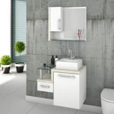 Gabinete para Banheiro com Cuba Quadrada Q32 e Espelheira com Porta Le