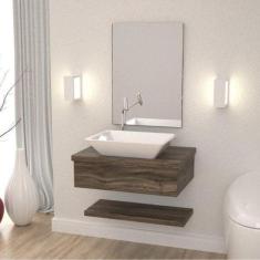 Bancada para Banheiro com Cuba RT45 Prateleira e Espelheira 606w Metró