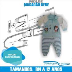 Molde Macacão bebê, Modelagem&Diversos, Tamanhos Rn A 12 anos
