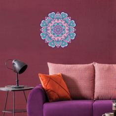 Adesivo de Parede para Sala Mandala Lilás e Roxa - Quartinhos