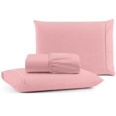 Jogo de Lençol Cama Casal 3 peças 100% Algodão Percal 180 fios Ponto P