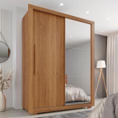 Guarda-roupa com Espelho Solteiro 2 Portas 2 Gavetas Costa Rica - Sall
