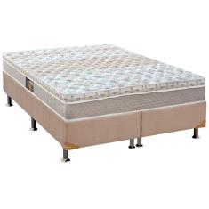 Cama Box King Completa Pocket Class CRC Suede Clean com Colchão Molas Ensacadas Bege Castor
