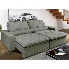 Sofá Magnum 2,82m Retrátil, Reclinável com Molas no Assento e Almofadas Lombar Tecido Suede Grafiato  - Cama InBox