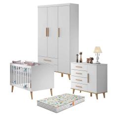 Quarto de Bebê Ludmila Branco Bétula com Colchão Gazin - Carolina