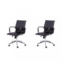 Kit 2 Cadeiras para Escritório Diretor Esteirinha com Relax 3301 Or Design Preto
