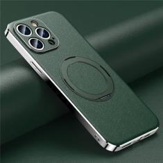 Capa de telefone de couro para iphone 14 12 13 15 pro max 15pro 14pro proteção de lente capa de suporte magnético, verde, para iphone 15