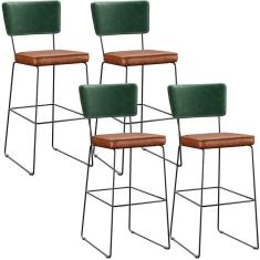 Kit 04 Banquetas Altas Facto Verde Musgo Camel