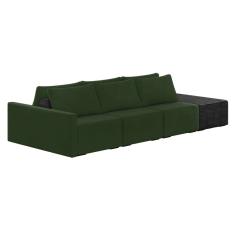 Sofá Ilha 3 Lugares Living 312cm Modulado Sala Lary Veludo/PU Pto K01 - D`Rossi