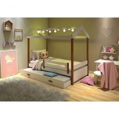Cama Eliz Branco/Mel Com Led E Cama Auxiliar - Divaloto