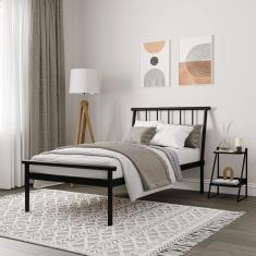 Cama Solteiro em Aço Begônia CabeCasa MadeiraMadeira Cinza grafite