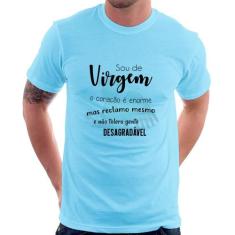 Camiseta Sou de Virgem - Foca na Moda, Azul bebê, M