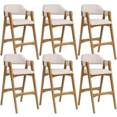 Kit 06 Banquetas Altas Suran L02 Linho Cru