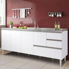 Balcão Para Pia De 1,80 Mt Aracaju Com Gavetão Branco