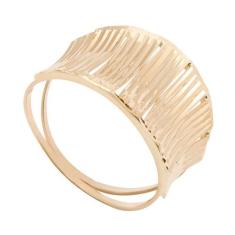 Anel de Ouro 18k Feminino Ark Chapa com pequenos entalhes, 24