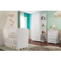 Quarto de Bebê Completo com 1 Berço Cama 1 Roupeiro 1 Cômoda Sol Móvei