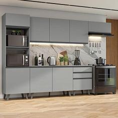 Armário de Cozinha Completa 320cm Cinza Nice Madesa 08