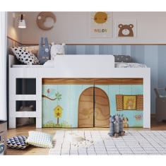 Cama Infantil Protetor e Cortina Alegria Meu Fofinho Art In Móveis. Branco