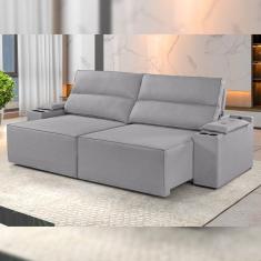 Sofá Retrátil e Reclinável 4 Lugares 230cm M180 Yescasa Linho/Cinza Claro