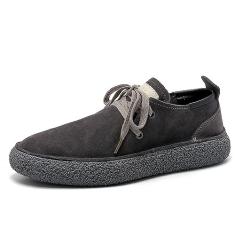 Tênis masculino de camurça vintage com couro genuíno e sola macia – Tênis casual clássico estilo Gump, Cinza, 41