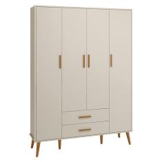 Guarda Roupa Infantil Isis 4 Portas E 2 Gavetas Areia - Reller Móveis Areia