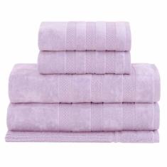 Jogo de Toalhas Hannah Intense Air de Banho com 05 Peças Branco e Rosa - Buddemeyer