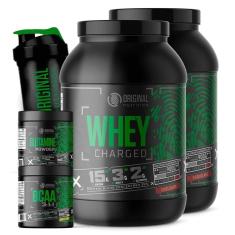 Combo 2x Whey Charged + Glutamina + Bcaa + Shaker - Original Nutrition-Unissex